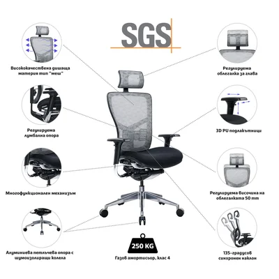 RFG Ergonomic Chair TECH@PRO, black seat, white-black backrest