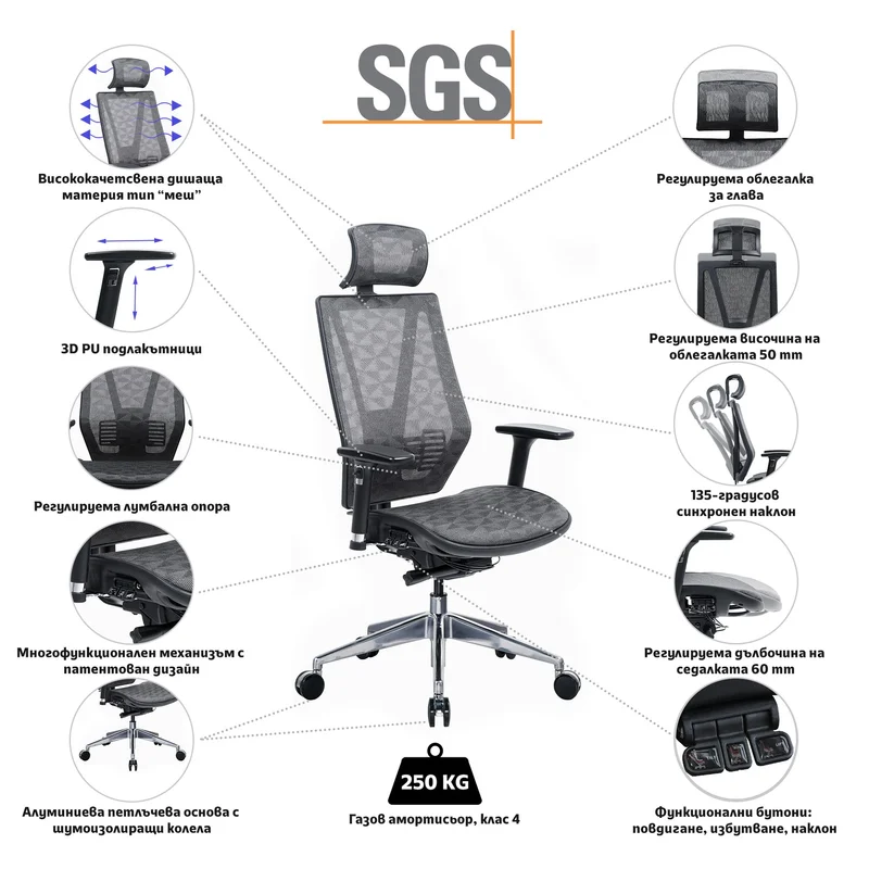 RFG Ergonomic chair TECH@LINE, gray