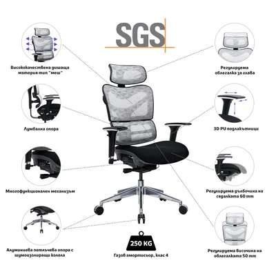 RFG Ergonomic chair TECH@GAMES, black seat, black-white backrest