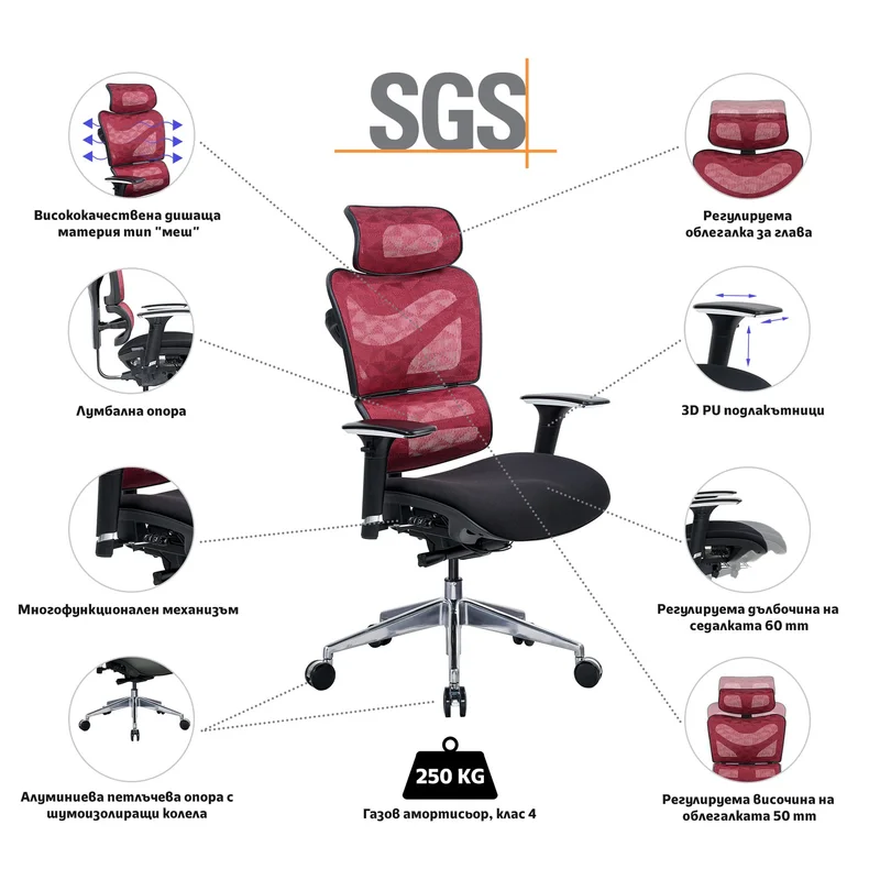 RFG Ergonomic chair TECH@GAMES, black seat, red backrest