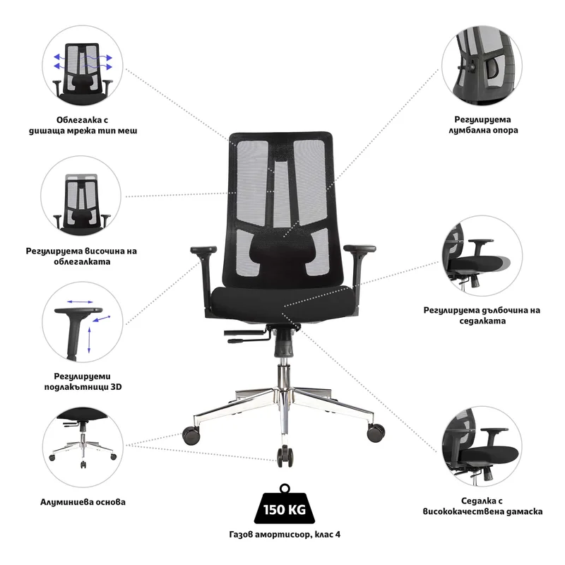 RFG Ergonomic chair Artur W, black seat, black backrest