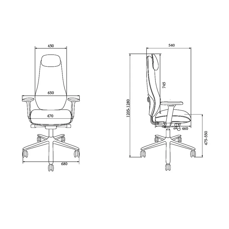 Ергономичен стол RFG Matis HB, екокожа, до 130 kg, черен