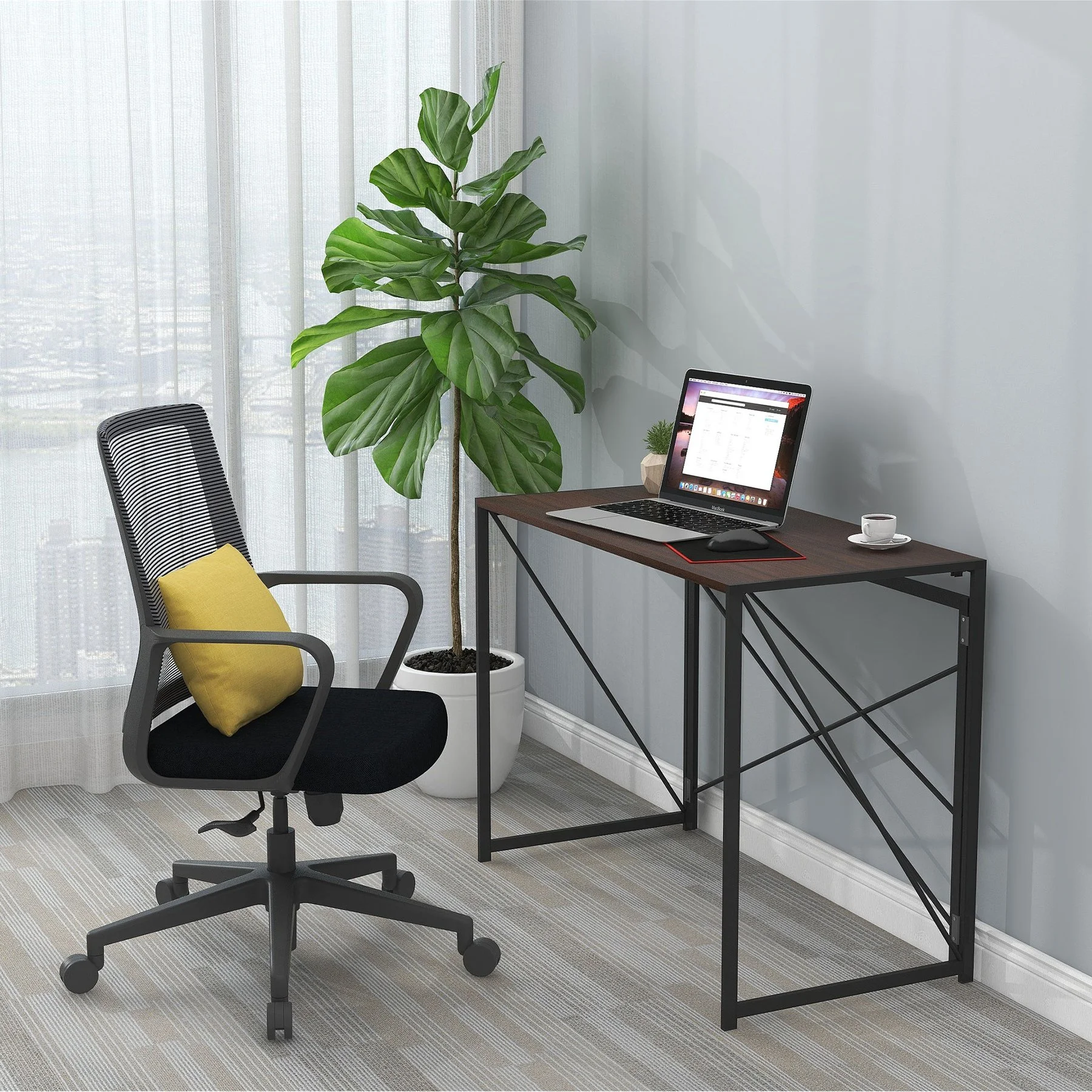 RFG Desk Soho, for grades above VIII, MDF, 1000 x 500 x 750 mm, dark walnut top, black metal