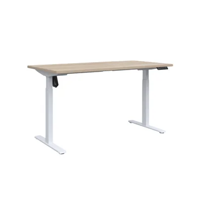 RFG Desk Light Pro, height-adjustable, electric, 1200 x 700 x 710-1190 mm, melamine amber oak, white metal
