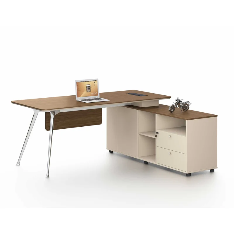 RFG Desk Paris, 1800 x 1600 x 750 mm, walnut and light gray
