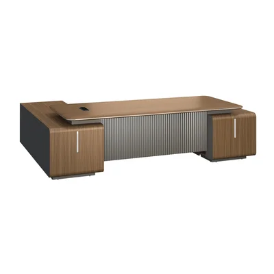 Desk RFG Parma, 2800 x 2050 x 760 mm, Walnut and pearl graphite