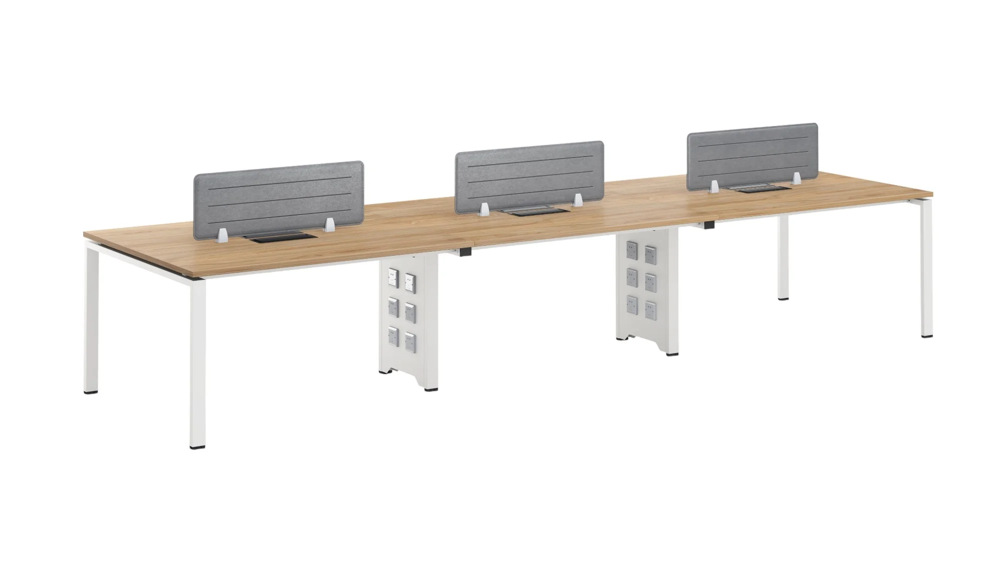 Desk RFG Bench Monaco, six-seat, 4200 x 1200 x 750 mm, chipboard 25 mm, elm top, white metal legs