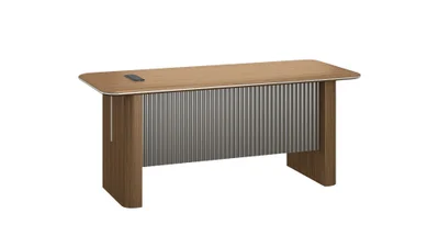 Desk RFG Parma, 1800 x 800 x 760 mm, chipboard 50 mm, walnut and pearl graphite
