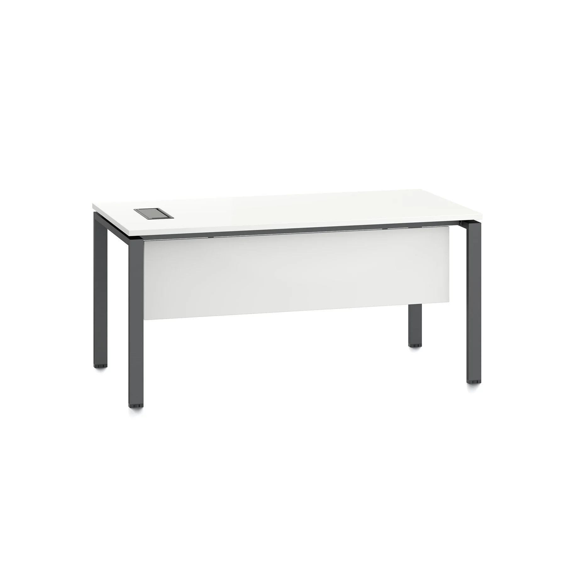 Desk RFG Monaco, 1600 x 800 x 750 mm, chipboard 25 mm, with cable grommet, white top, black metal legs