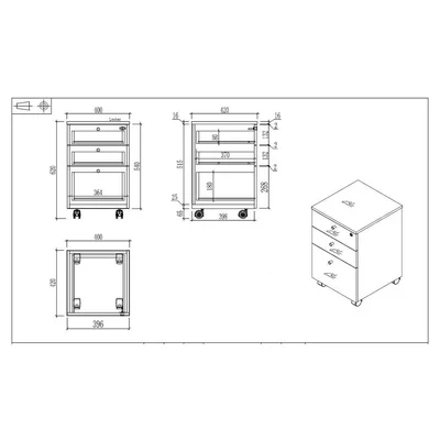 RFG Cabinet Paris, 400 x 420 x 620 mm, walnut and light gray