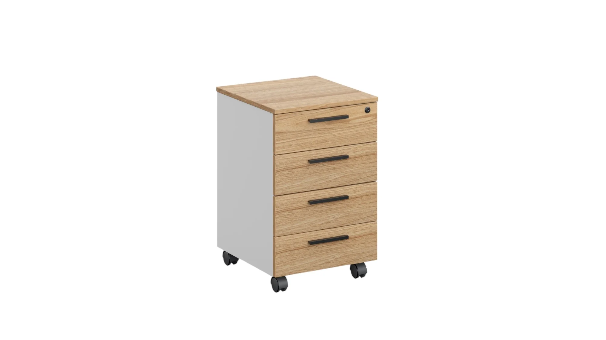 Desk container RFG Monaco, with 4 drawers, 400 x 500 x 620 mm, with lock, chipboard, elm and white