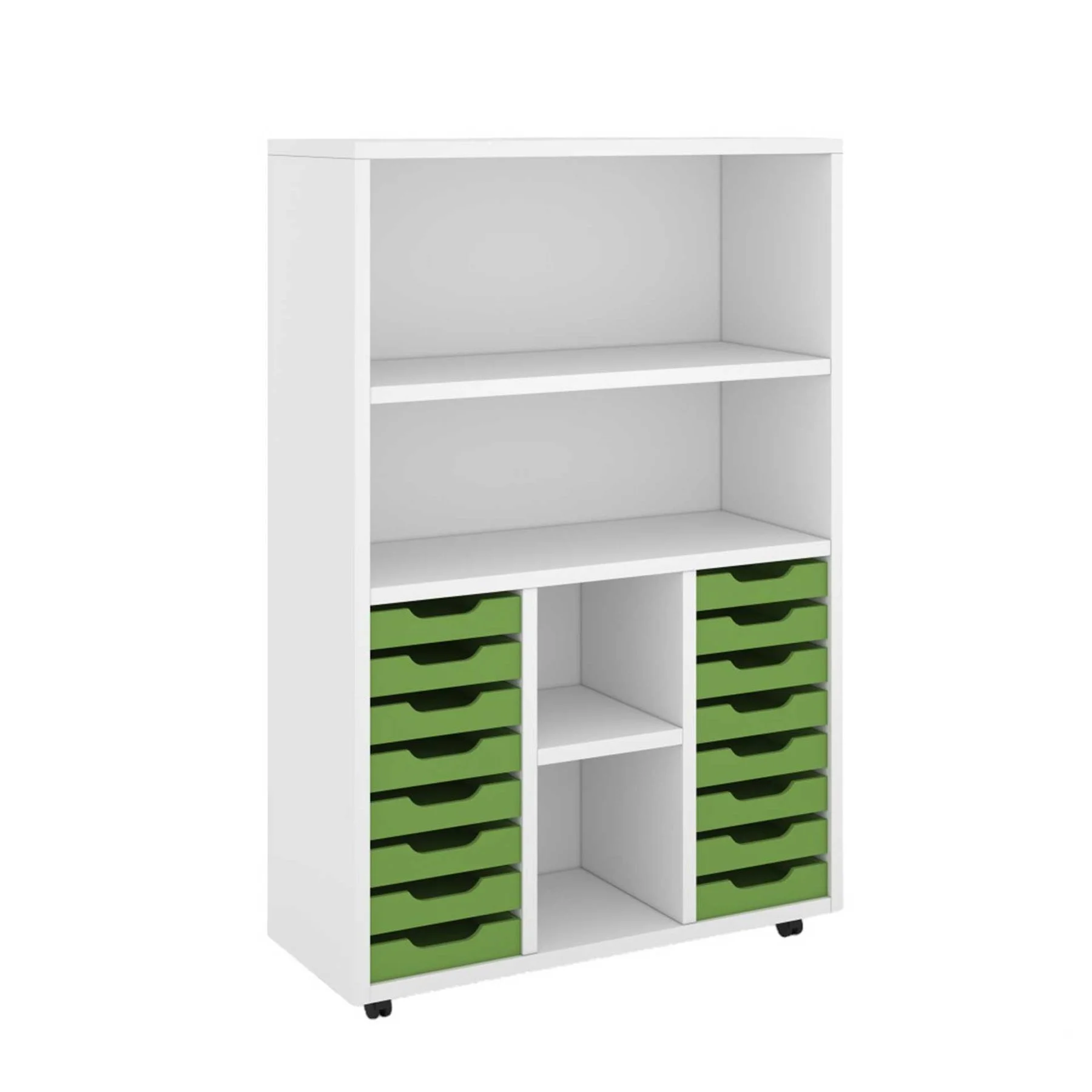 RFG Shelf, with 14 Green PP Trays, 1040 x 400 x 1500 mm, White