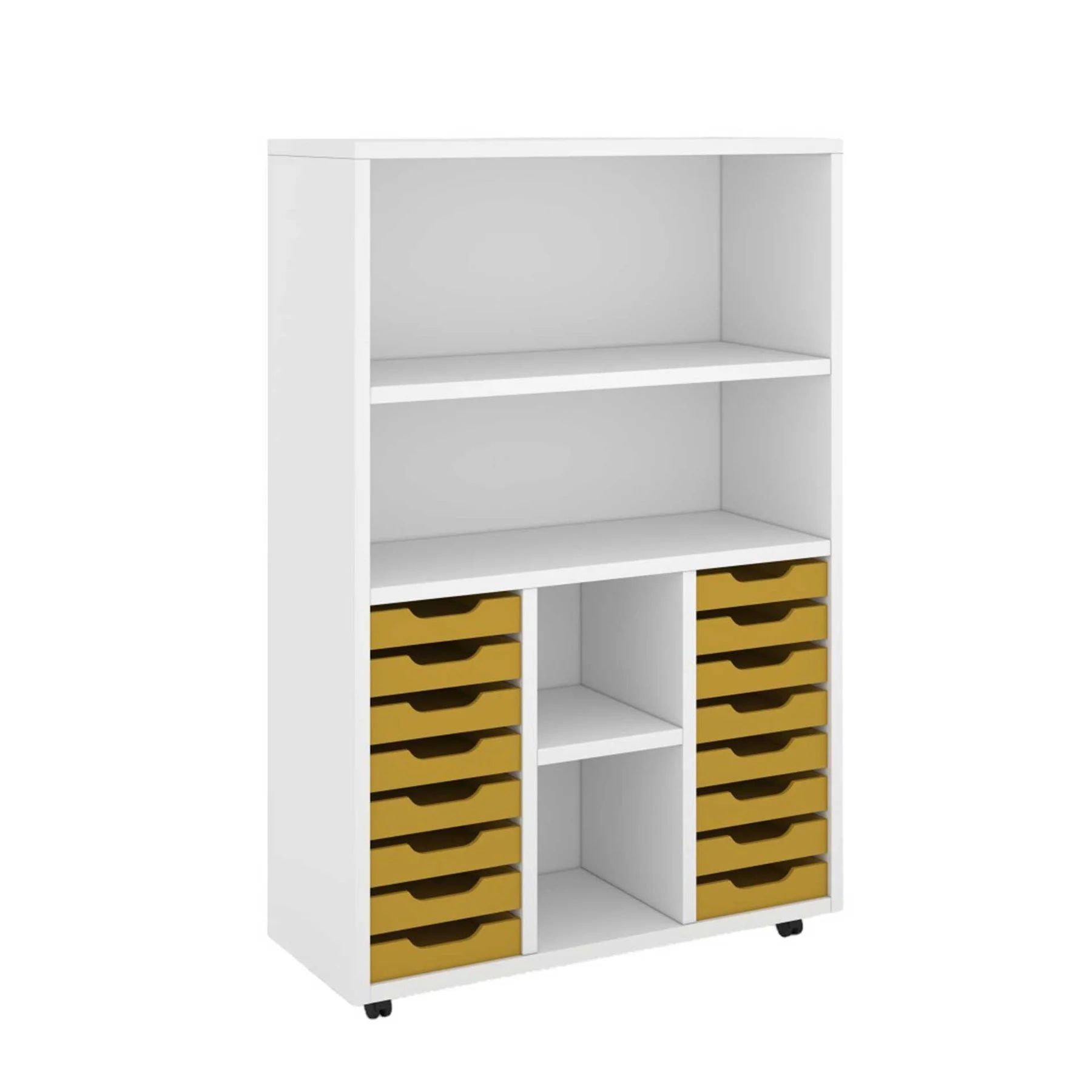 RFG Shelf, with 14 PP yellow trays, 1040 x 400 x 1500 mm, white
