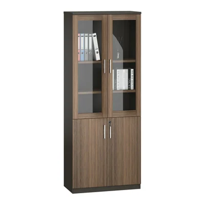 Шкаф RFG Chicago, със стъклени врати, 800 х 400 х 2000 mm, ПДЧ, дъб Рейн и тъмносиво