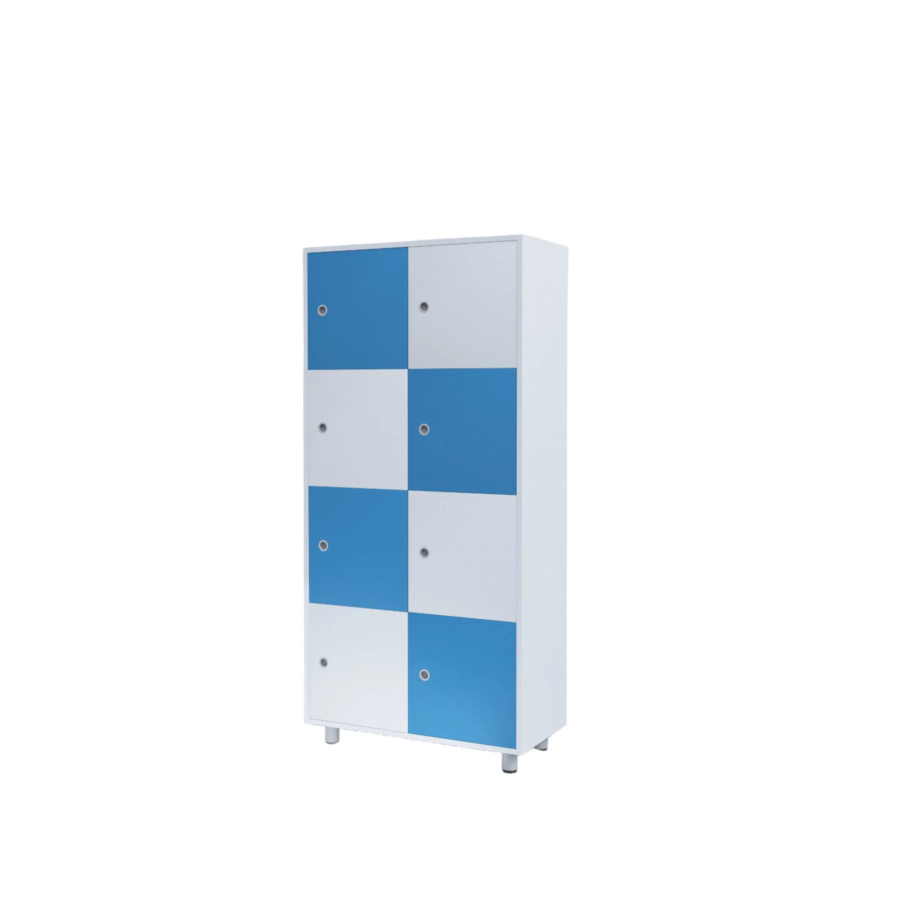 RFG Cabinet Dale, with 8 compartments, 800 x 400 x 1750 mm, white-blue