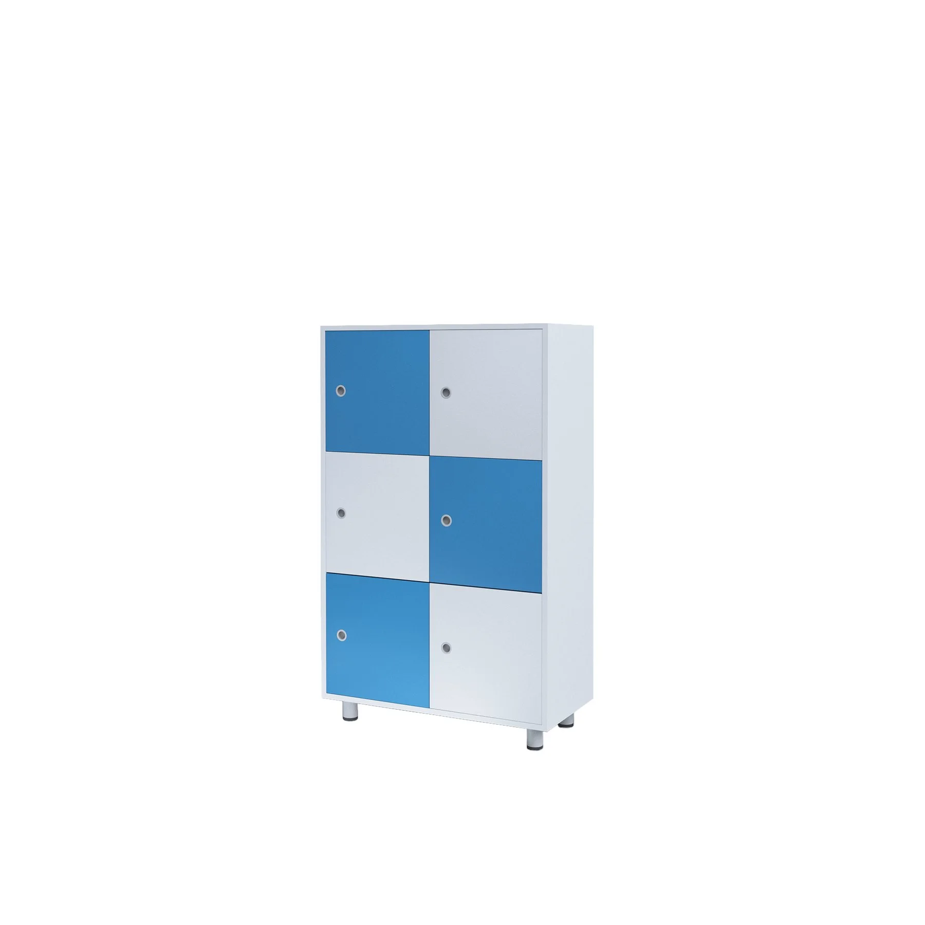 RFG Cabinet Dale, with 6 compartments, 800 x 400 x 1200 mm, white-blue
