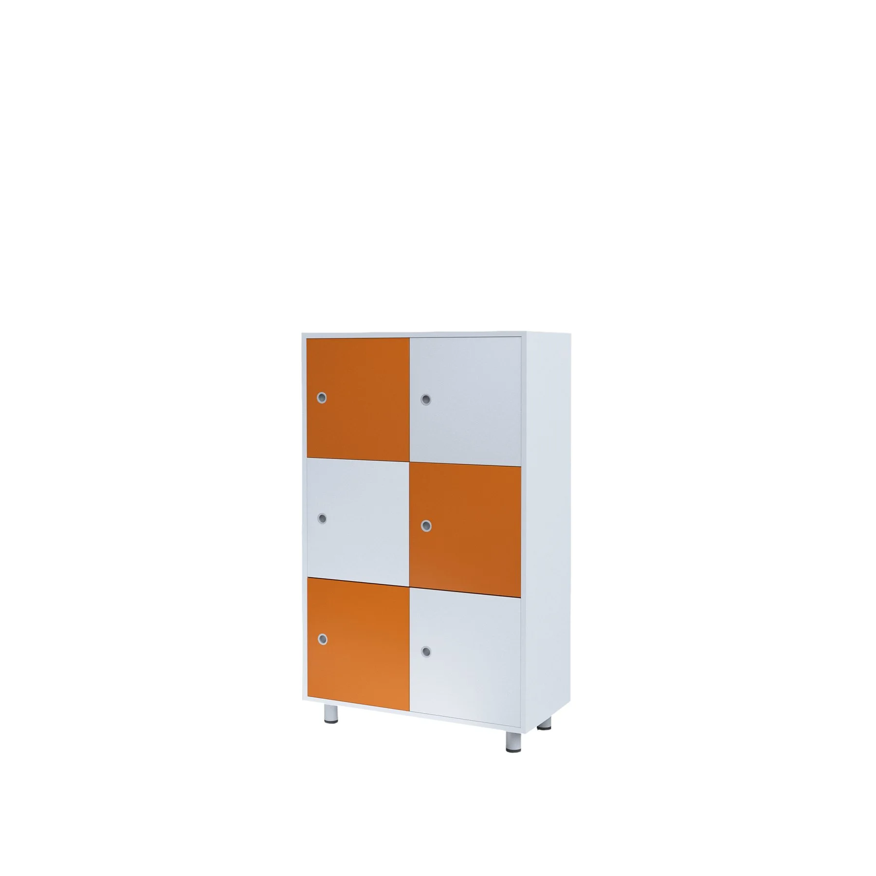 RFG Cabinet Dale, with 6 compartments, 800 x 400 x 1200 mm, white and orange