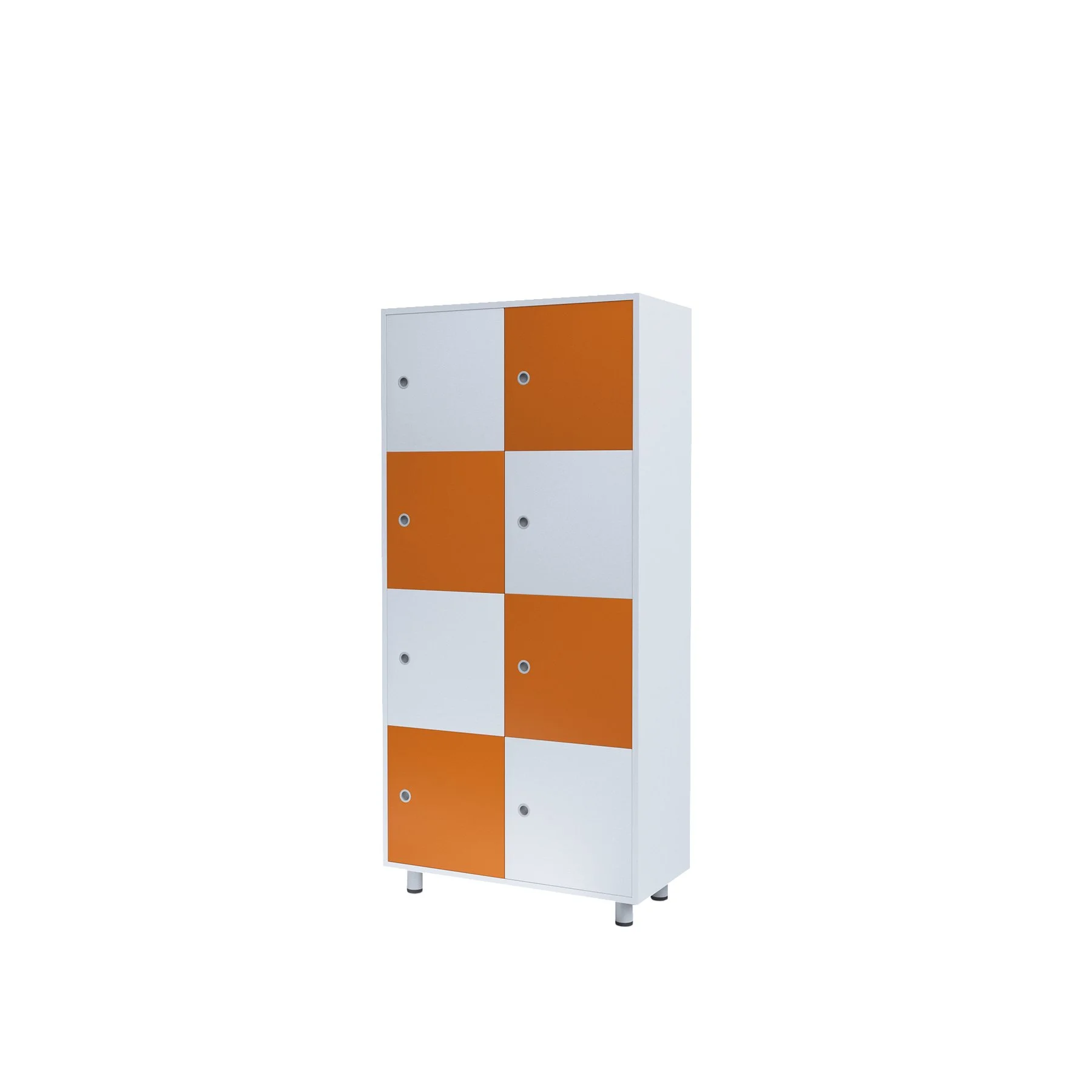 RFG Cabinet Dale, with 8 compartments, 800 x 400 x 1750 mm, white and orange