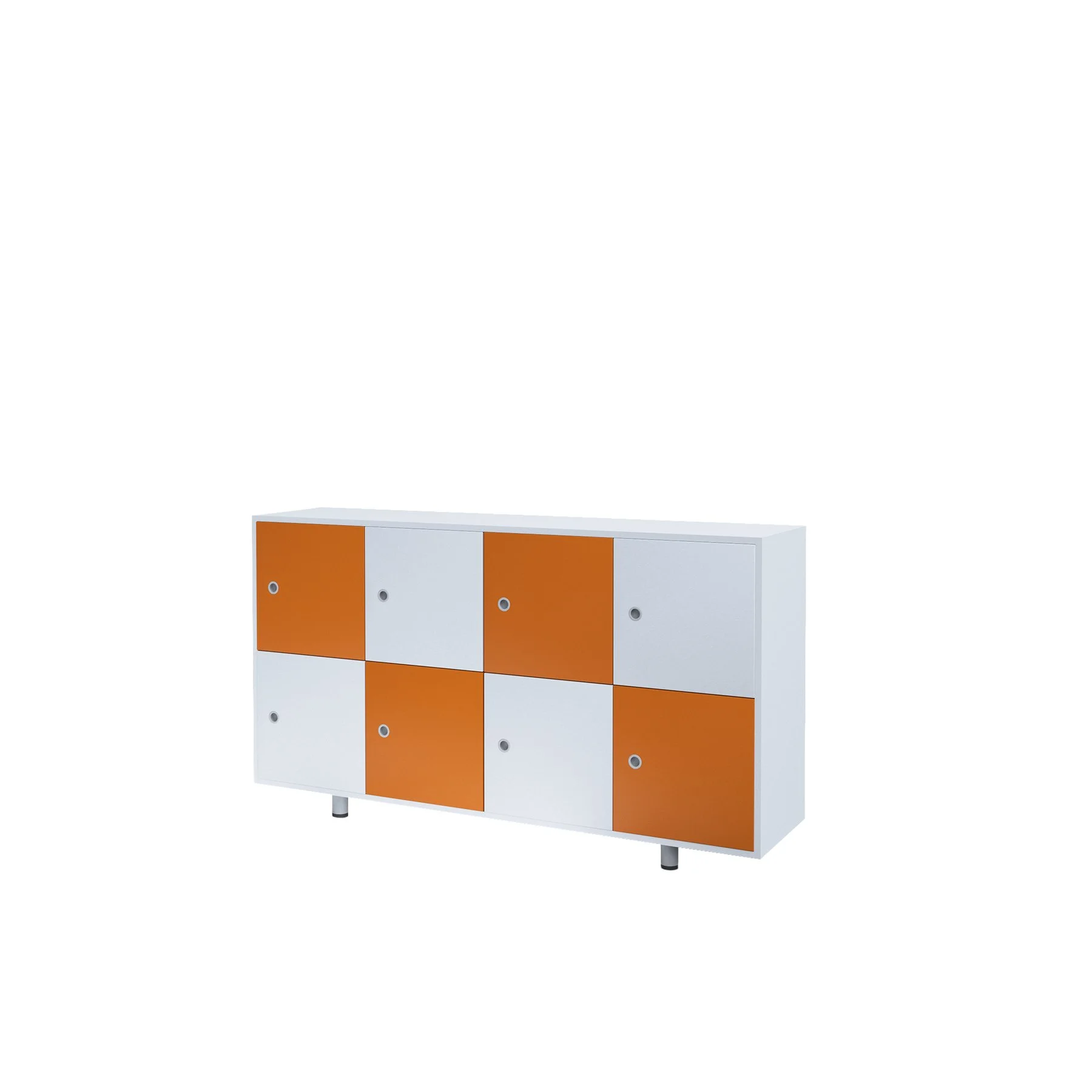 RFG Cabinet Dale, with 8 Compartments, 1630 x 400 x 933 mm, White and Orange