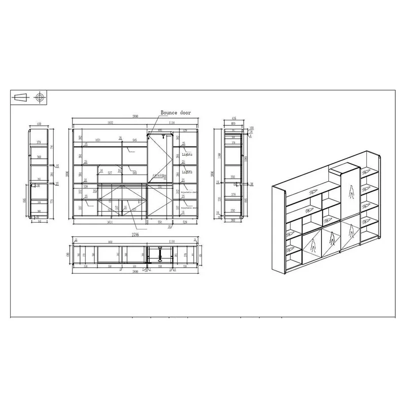 RFG Cabinet Savona, 2800 x 435 x 2000 mm, Australian oak and grey