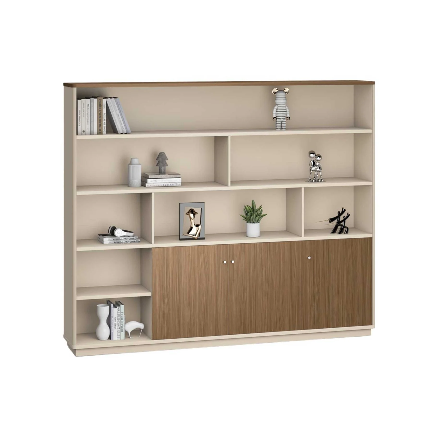 RFG Cabinet Paris, 2400 x 400 x 2000 mm, walnut and light gray