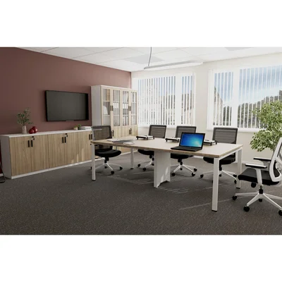 RFG Cabinet Monaco, with glass doors, 800 x 400 x 2000 mm, elm & white