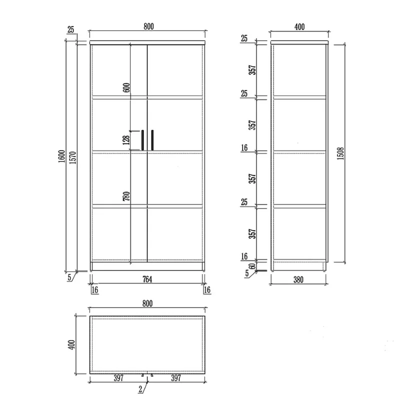 Шкаф RFG Monaco, 800 x 400 x 1600 mm, ПДЧ, бряст и черно