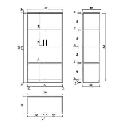 Шкаф RFG Monaco, 800 x 400 x 1600 mm, ПДЧ, бряст и черно
