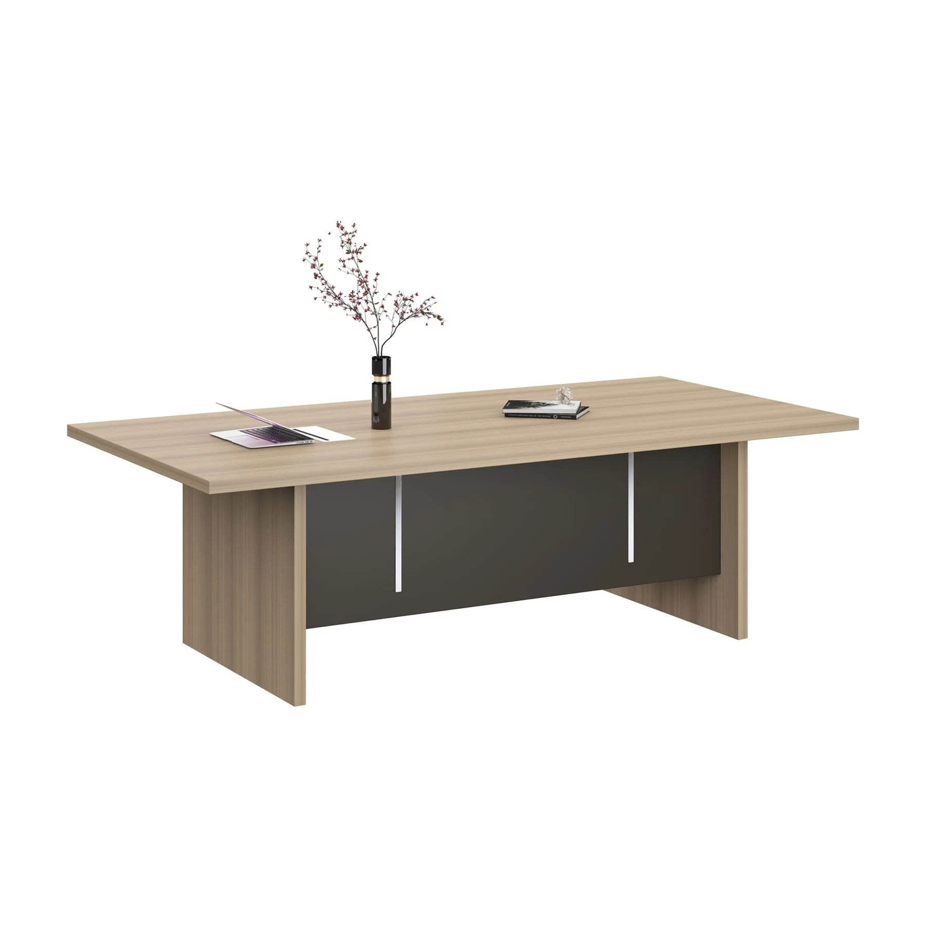 RFG Conference table Milano, 2 400 x 1 200 x 750 mm, light oak and dark gray