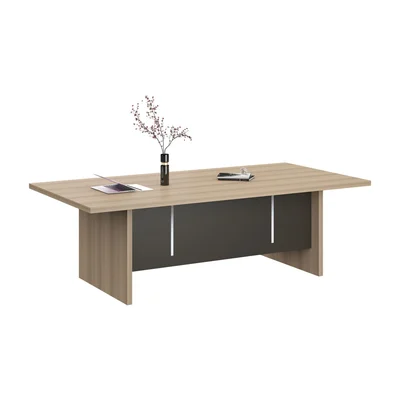 RFG Conference table Milano, 2 400 x 1 200 x 750 mm, light oak and dark gray