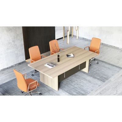 RFG Conference table Milano, 2 400 x 1 200 x 750 mm, light oak and dark gray