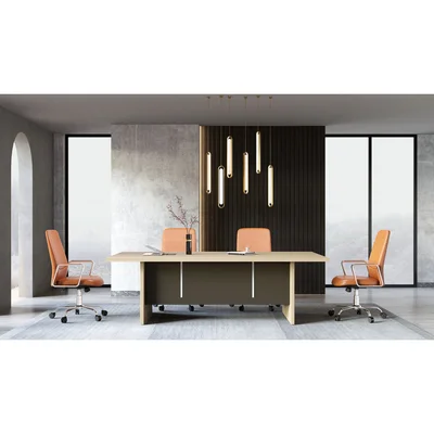 RFG Conference table Milano, 2 400 x 1 200 x 750 mm, light oak and dark gray