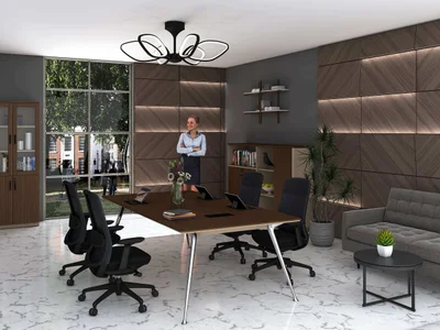 RFG Conference table Paris, 2400 x 1200 x 750 mm, walnut and light grey