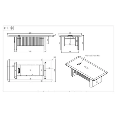 Conference Table RFG Parma, 2400 x 1200 x 750 mm, walnut and pearl graphite