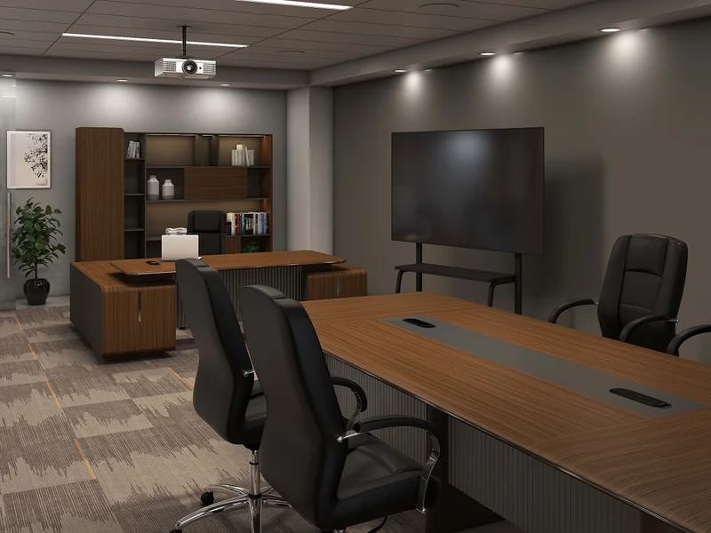 Conference table RFG Parma, 3600 x 1400 x 750 mm, walnut and pearl graphite