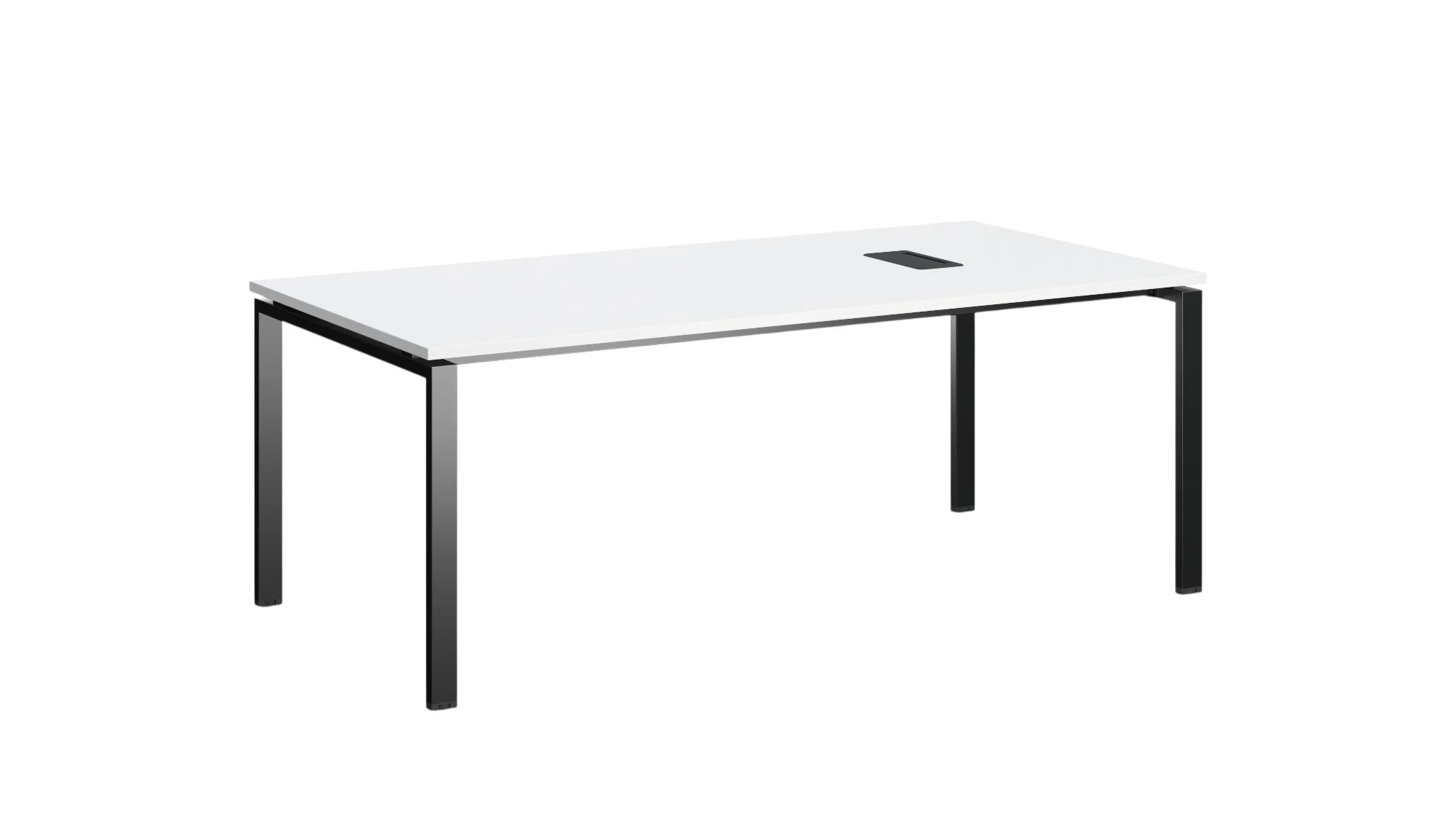 Conference table RFG Monaco, 2000 x 1000 x 750 mm, chipboard 25 mm, white top, black metal legs