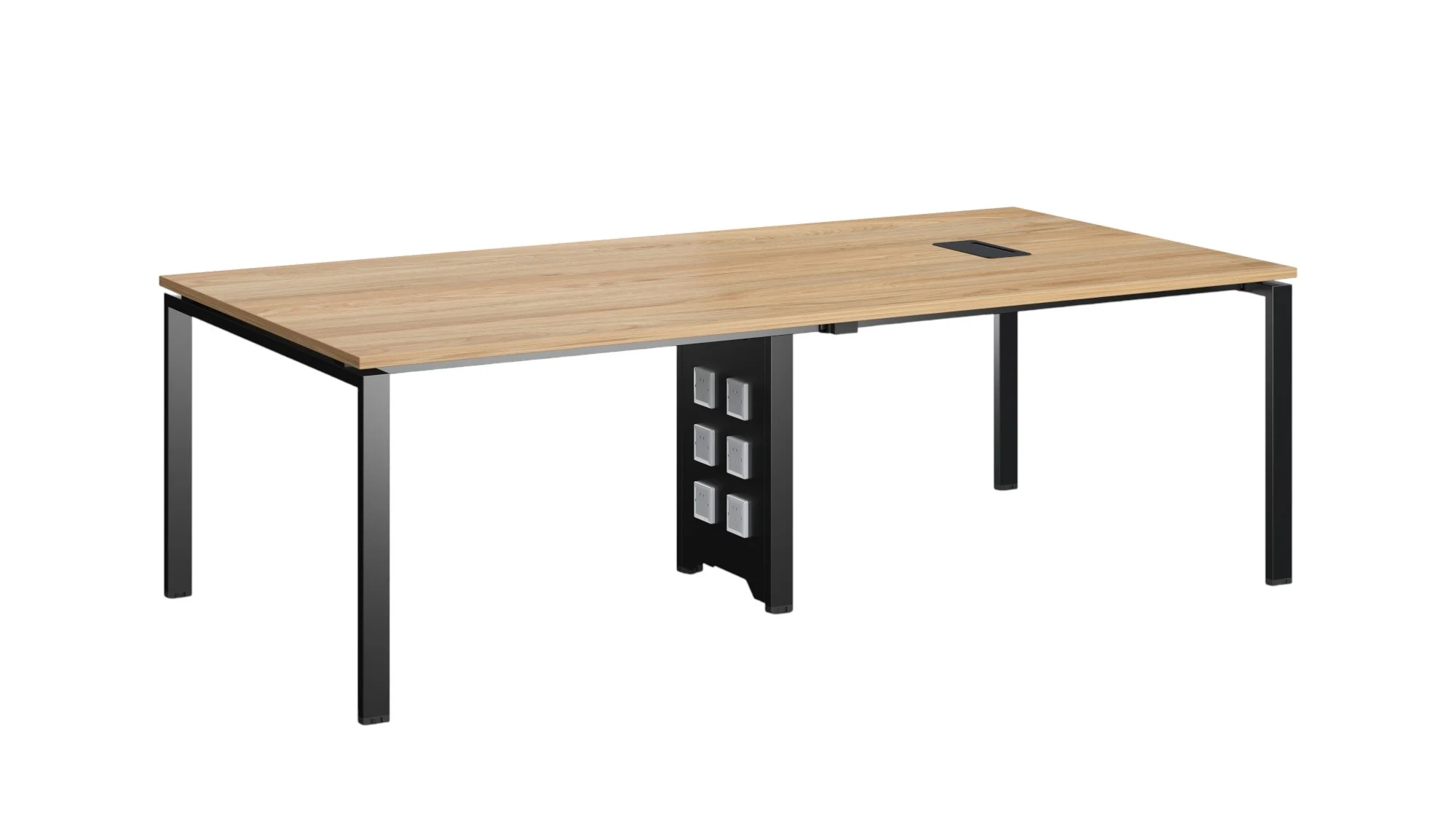 Conference table RFG Monaco, 2400 x 1000 x 750 mm, chipboard 25 mm, elm top, black metal legs