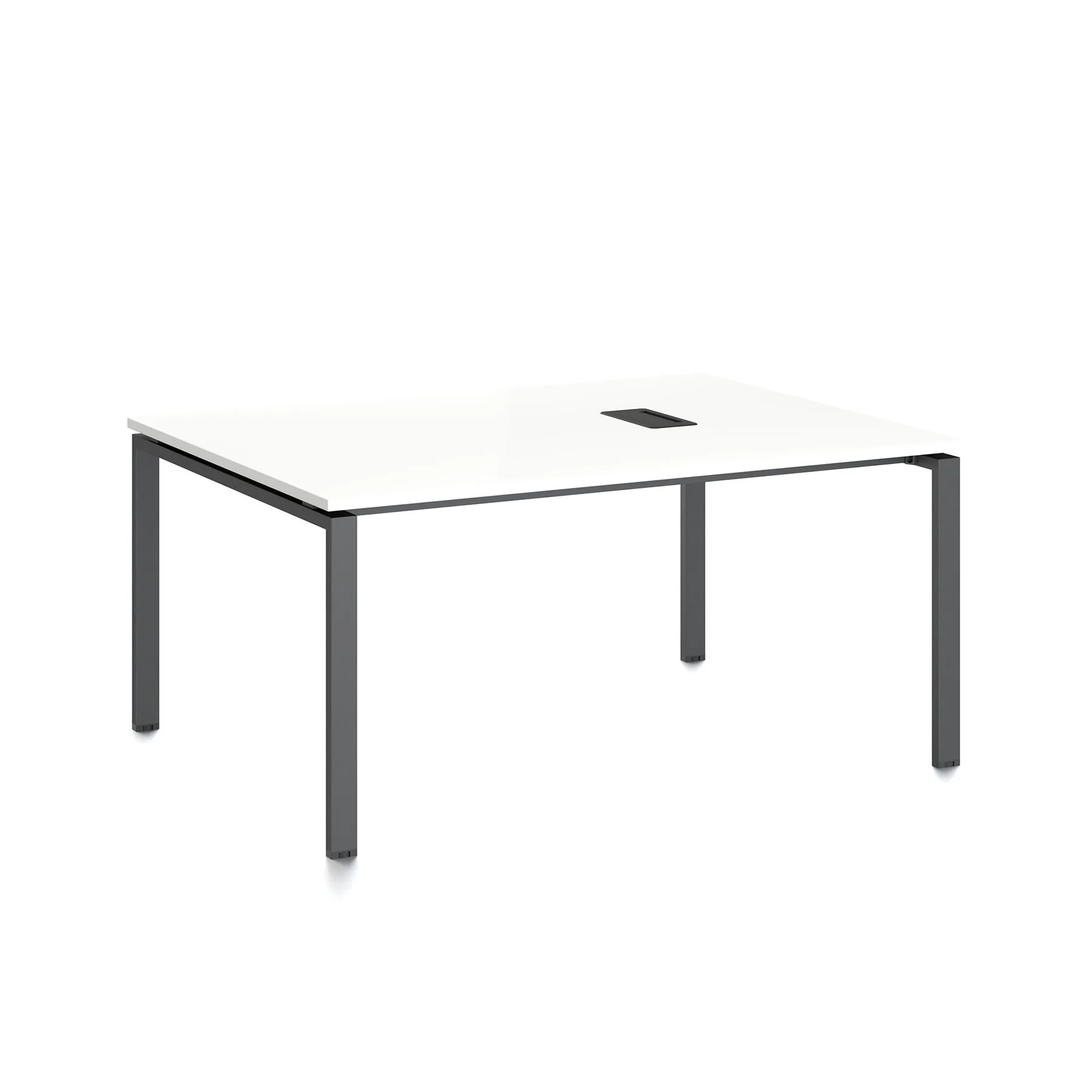 Conference table RFG Monaco, 1600 x 1200 x 750 mm, chipboard 25 mm, with cable grommet, white top, black metal legs