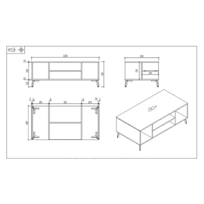 RFG Low table Paris, 1200 x 600 x 450 mm, walnut and light gray