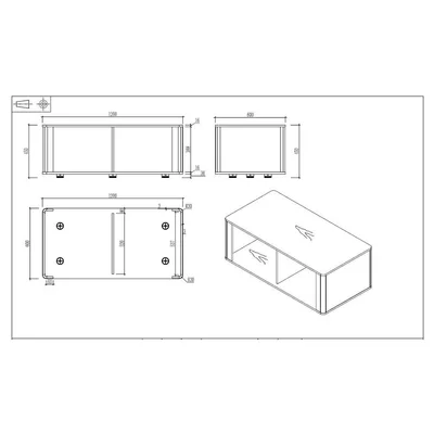 Low table RFG Parma, 1200 x 600 x 450 mm, walnut and pearl graphite
