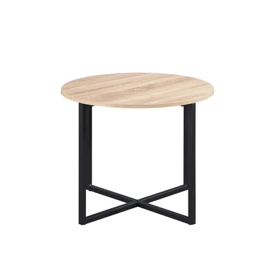 RFG Soft coffee table, 600 x 60 x 500 mm, round top, 15 mm particleboard, sonoma oak, black metal legs