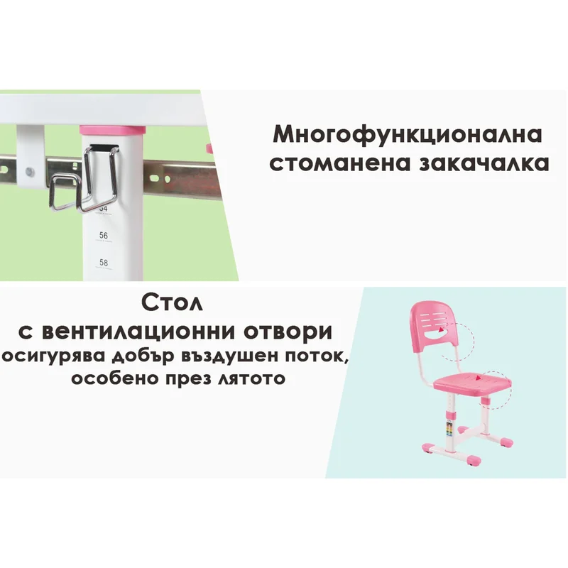 RFG Ergonomic School Desk and Chair Ergo Tech B201N, pink