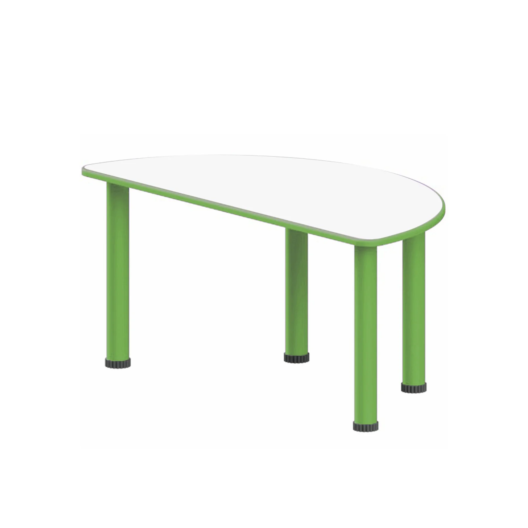 RFG Kids’ Table, semi-circular, 1200 x 600 x 540 mm, white top, green metal