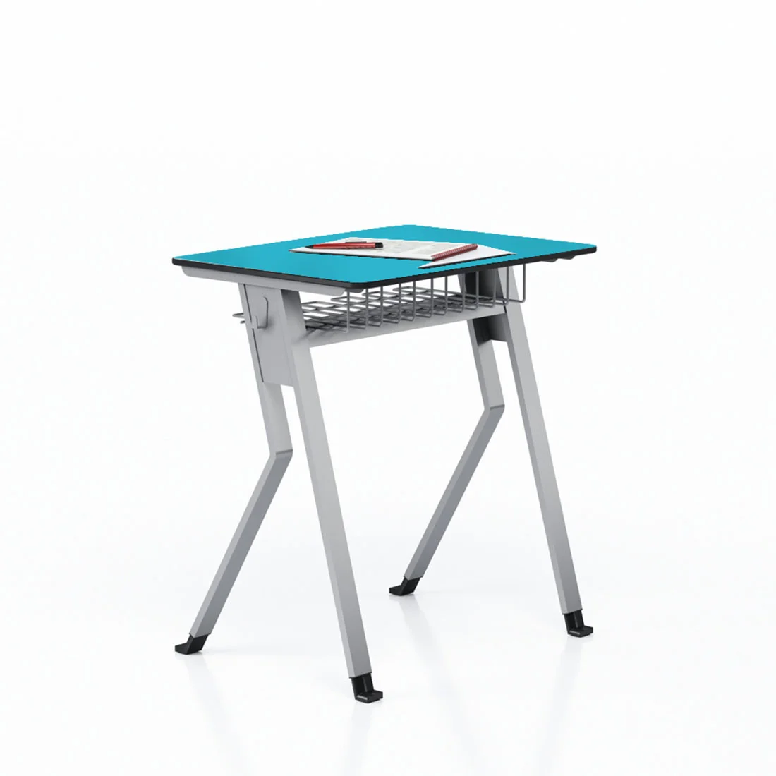 RFG Student desk Forme, single, 700 x 500 x 750 mm, turquoise top, gray metal