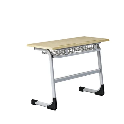 RFG School desk Edu, double, above 8th grade, 1100 x 450 x 750 mm, oak top, gray metal