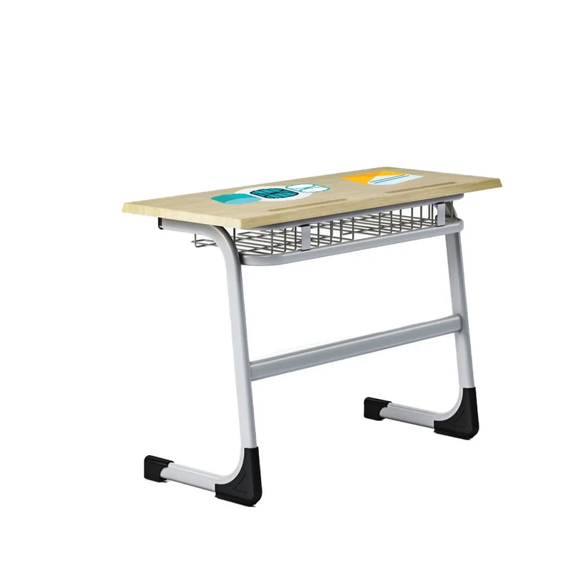 RFG School desk Edu, double, above 8th grade, 1100 x 450 x 750 mm, oak top, gray metal