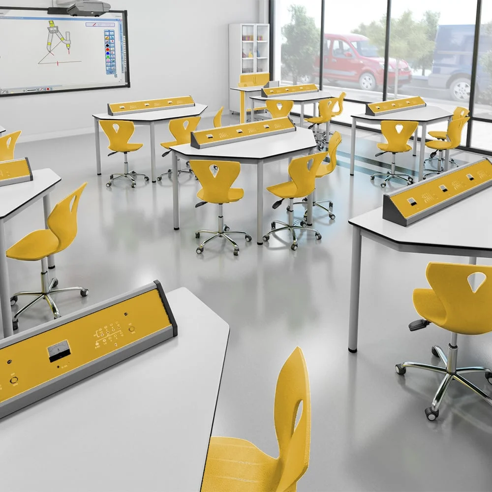 RFG Physics classroom Quin, above VII grade, for 24 students, white-yellow
