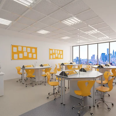 RFG Chemistry and Biology cabinet Hexa, for 24 students, white-yellow