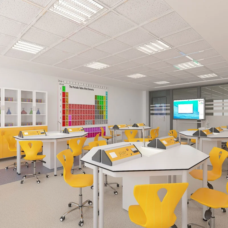 RFG Chemistry and Biology cabinet Hexa, for 24 students, white-yellow