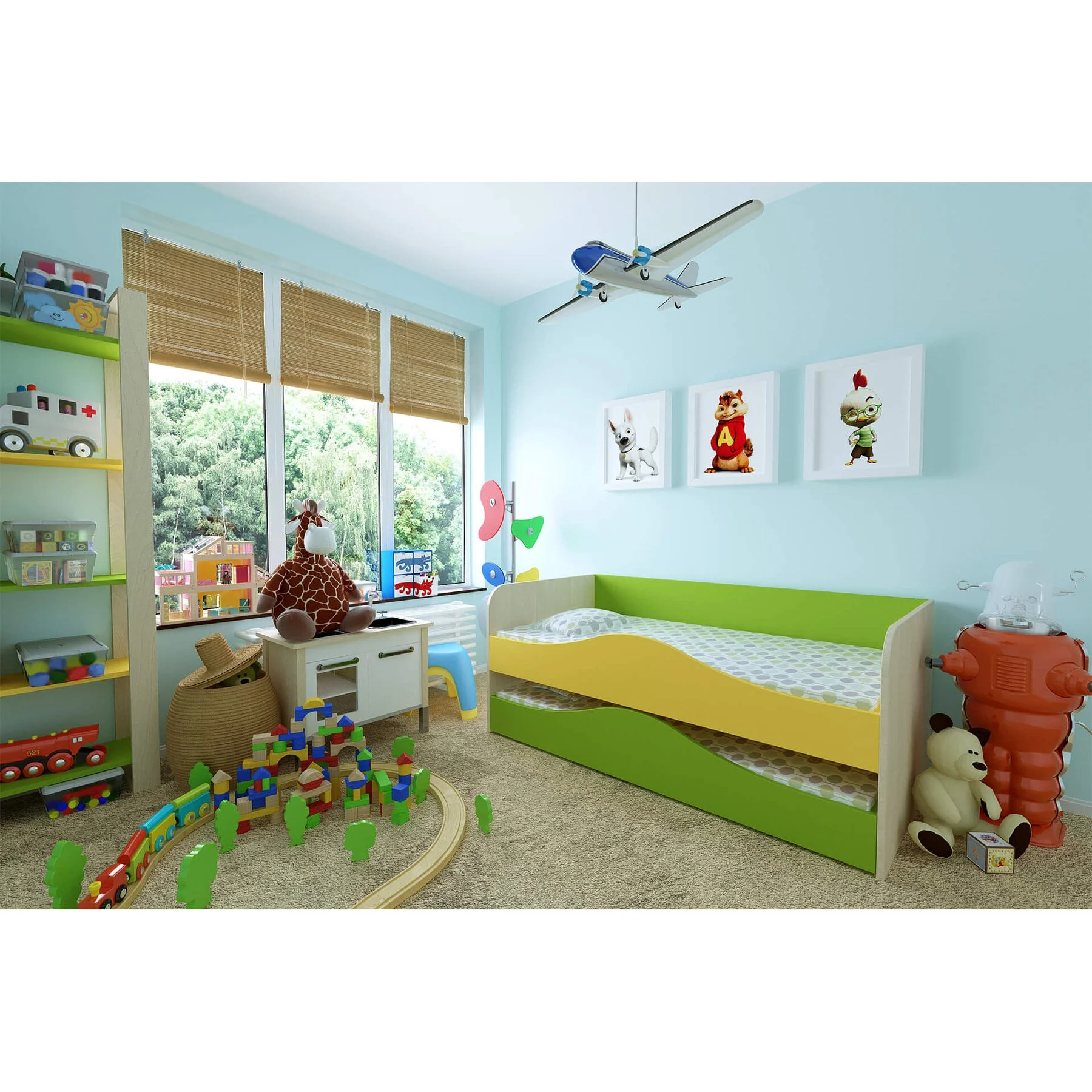 Children’s bed, sandwich type, double, 1400 x 700 x 1200 mm